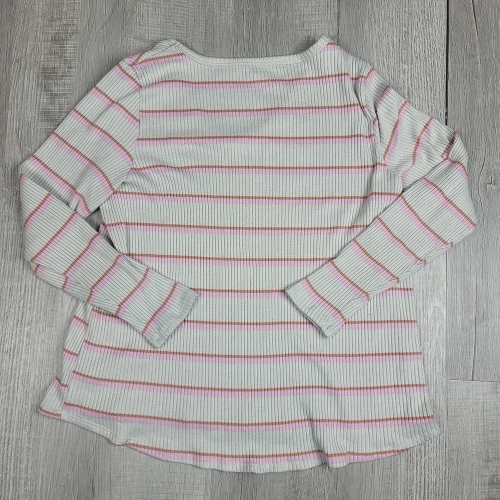American Eagle Super Soft Striped Beige Longsleeve Blouse | Size XXL - Picture 3 of 7